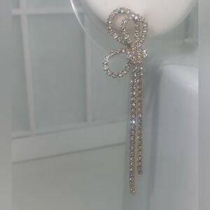 Borrowed and Blue Rhinestone Bow and Ribbon Dangle Earrings by Southern Living